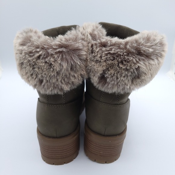 Lugz Flirt Hi Fur Boots Womens 7.5 Olive Green Gray Faux Fur Trim C53BR - Picture 3 of 11